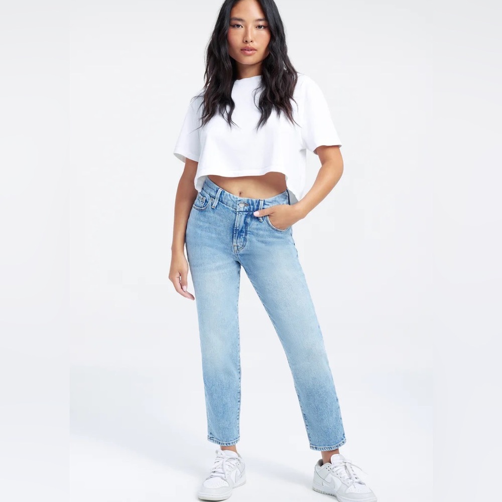 Good American Good Girlfriend Petite Jeans size 6/28 indigo 112 perfect 90s fit